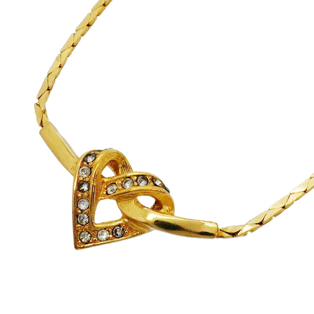 Christian Dior Necklace, GP Plated, Rhinestone, Gold, Women's